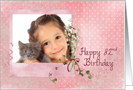 82nd birthday, lily of the valley, bouquet, pink, photo card