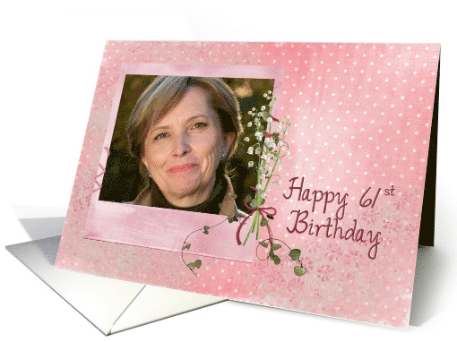 61st birthday lily of the valley bouquet photo card frame card