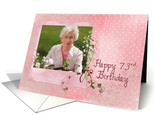 73rd birthday, lily of the valley, bouquet, pink, photo card (901091)