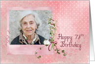 78th birthday, lily of the valley, bouquet, pink, photo card
