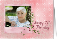 76th birthday, lily of the valley, bouquet, pink, photo card