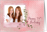 74th birthday-lily of the valley bouquet on photo card frame card