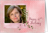 67th birthday, lily of the valley bouquet photo card