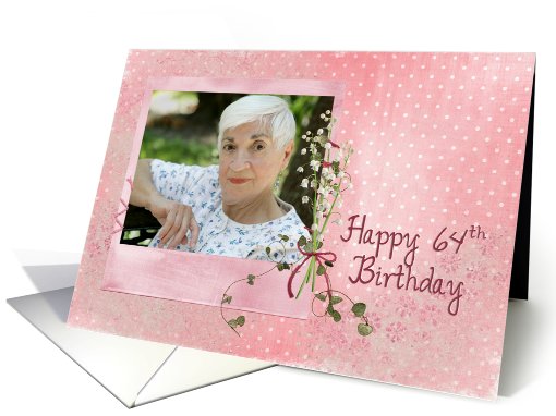 64th birthday, lily of the valley, bouquet, pink, photo card (901104)