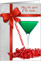 Christmas Cocktail With Candy Cane and Green Martini Glass card