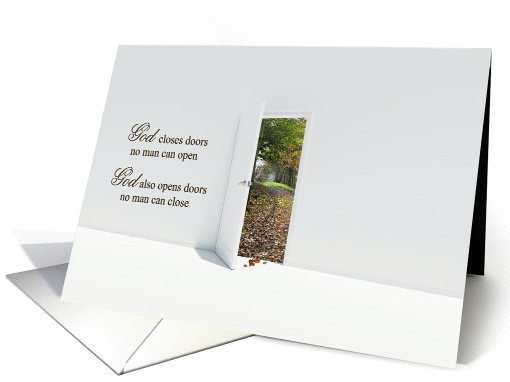 thinking of you with opened door to autumn woods card (902686)