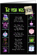 Birthday in 1926 Fun Trivia with Party Elements On Black card