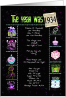 Birthday in 1934 fun trivia facts for year 1934 on black card