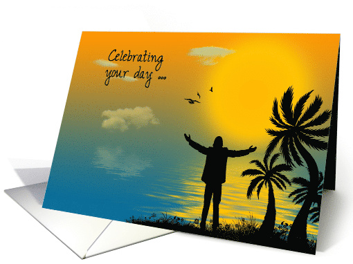 Brother's birthday, man silhouette with palm trees on... (905685)