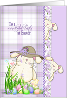 Cute Bunny with Hat and Eggs for Sister’s Easter card