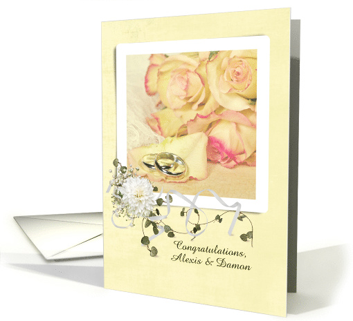 Wedding Congratulations for newlyweds with roses and rings card