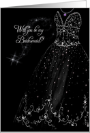 cousin, Bridesmaid, black, gown, wedding, invitation card