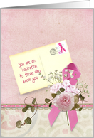 niece, Breast Cancer, pink ribbon, Thinking of You, inspirational card