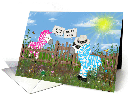 baby gender reveal party invitation with zebras card (909865)