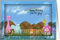Birthday from the group jungle animals and rainbow card