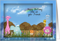 Friend’s Birthday from Group-jungle animals and huts card