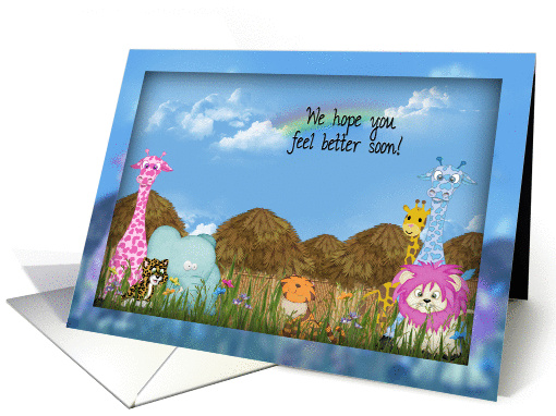 Get Well from the group-jungle animals with huts card (911258)