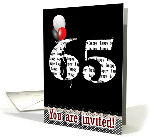 65th birthday, invitation, party, balloons card (912377)
