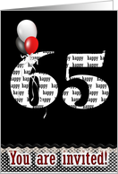 65th birthday, invitation, party, balloons card