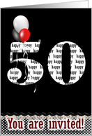 50th birthday, invitation, party, balloons card