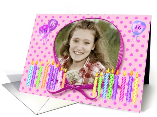 Sweet Sixteen Party Invitation photo card for girl card (912767)