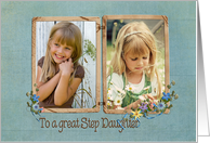 Vintage birthday photo card for step daughter card