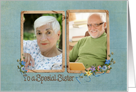Vintage birthday photo card for Sister card