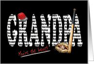 Baseball in glove with bat for Grandpa’s birthday card