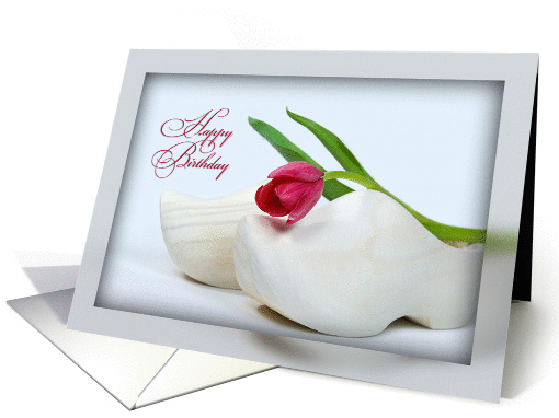 Dutch tulip on wooden shoe for sister's birthday card (919913)
