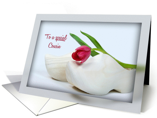 Dutch tulip on wooden shoe for cousin's birthday card (919941)