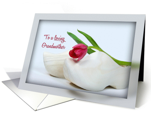 Dutch tulip on wooden shoe for Grandmother birthday card (919944)
