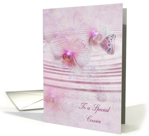 Butterfly on orchids for Cousin's birthday card (923946)
