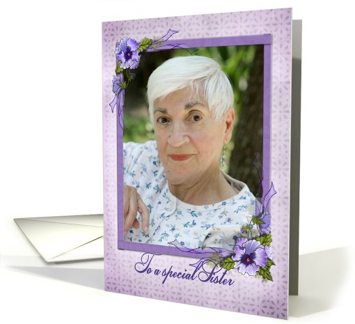 pansy photo card for sister's birthday card (924455)