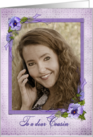 pansy photo card for Cousin’s birthday card