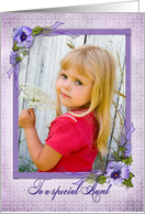 pansy photo card for Aunt’s birthday card