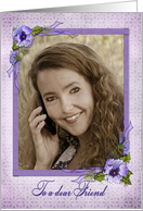 pansy photo card for Friend’s birthday card