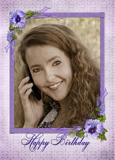 pansy photo card for birthday
