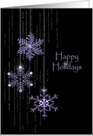 Happy Holidays diamond Christmas snowflakes on black card