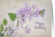butterfly on lilacs for birthday card