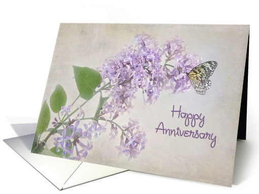 Butterfly On Lilacs For Wedding Anniversary card (926043)