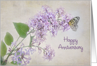 Butterfly On Lilacs For Wedding Anniversary card