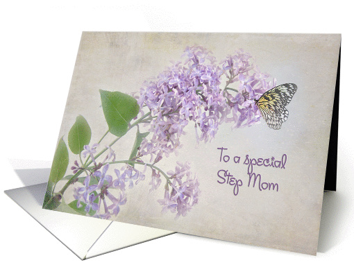 butterfly on lilacs for step mom's birthday card (926050)
