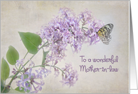 butterfly on lilacs for mother-in-law’s birthday card