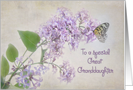 butterfly on lilacs for Great Granddaughter’s birthday card