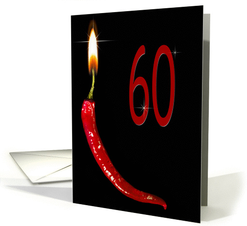 Flaming red pepper for 60th Birthday card (929001)