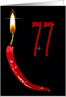 Flaming red pepper for 77th Birthday card