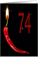 Flaming red pepper for 74th Birthday card