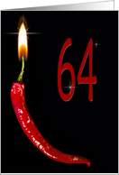 Flaming red pepper for 64th Birthday card