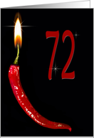 Flaming red pepper for 72nd Birthday card