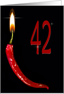 Flaming red pepper for 42nd Birthday card
